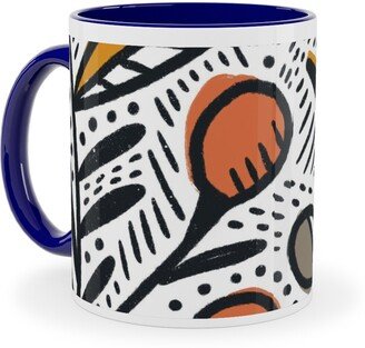 Mugs: Rosa - Gold And Red Ceramic Mug, Blue, 11Oz, Multicolor