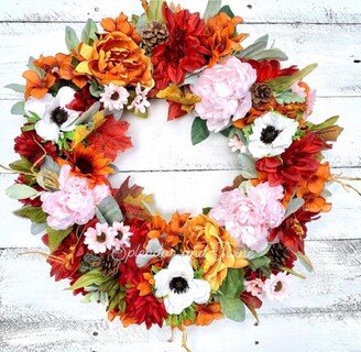 Front Door Wreath | Farmhouse Wreath| Fall Peonies Full