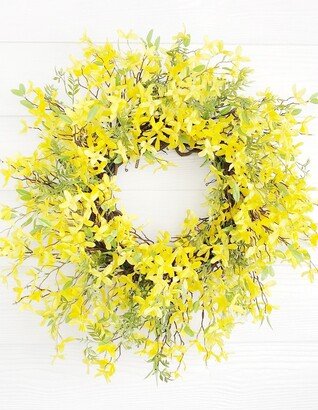 Spring Forsythia Wreath, Outdoor Decor, Front Door Porch Wreaths For