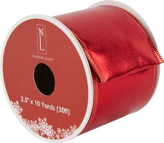 Northlight Shimmering Red Wired Craft Christmas Ribbon 2.5