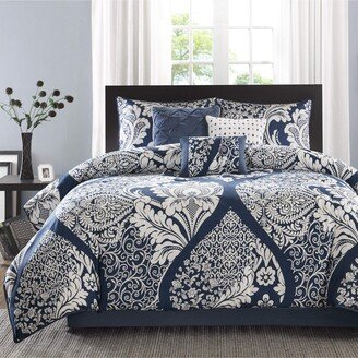 Gracie Mills 7-pc Cotton Printed Comforter Set, Indigo - California King