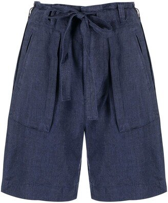 Tied-Waist Linen Shorts