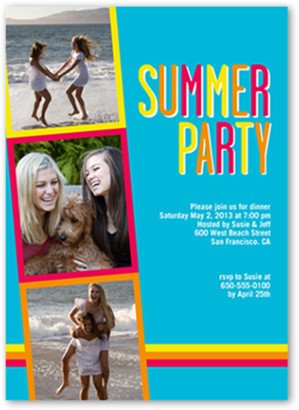 Everyday Party Invitations: Bright Colors Summer Invitation, Blue, Signature Smooth Cardstock, Square