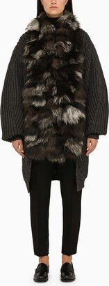 SWD by S.w.o.r.d. Grey cardigan with fur