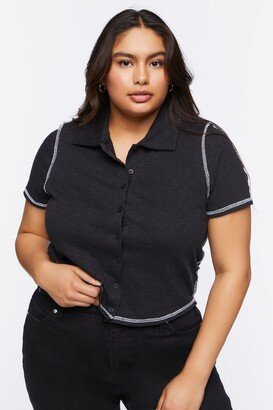 Plus Size Cropped Polo Shirt