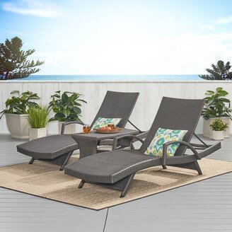 Pacific Outdoor 3-piece Wicker Armed Chaise Lounge Set
