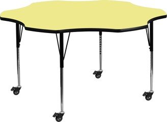 Lancaster Home Mobile 60'' Flower Thermal Laminate Activity Table - Adjustable Legs