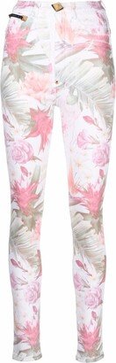 Floral Print Denim Leggings