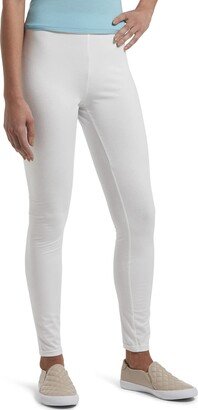 Women's Travel Wide Waistband Cotton High Waist Leggings White Large