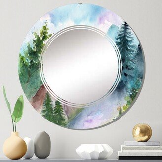 Designart 'Landscape With Forest Road And Distant Mountains' Printed Country Wall Mirror