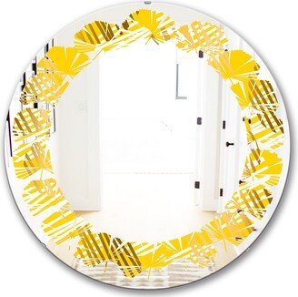 Designart 'Abstract Retro Geometric IV' Printed Modern Round or Oval Wall Mirror - Leaves