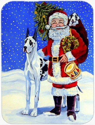 7083LCB Harlequin Great Dane With Santa Claus Glass Cutting Board