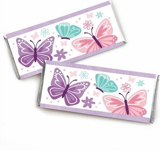 Big Dot Of Happiness Beautiful Butterfly - Candy Bar Wrapper Baby Shower Birthday Party Favors 24 Ct