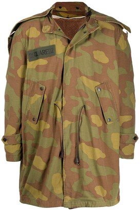 Camouflage Print Parka Coat