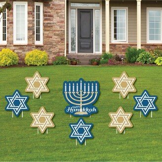 Big Dot Of Happiness Happy Hanukkah - Yard Sign & Outdoor Lawn Decor - Chanukah Yard Signs - Set of 8