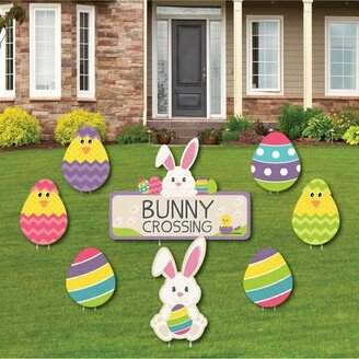 Big Dot Of Happiness Hippity Hoppity - Outdoor Lawn Decor - Easter Bunny Party Yard Signs - Set of 8