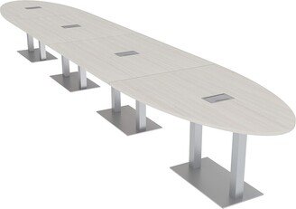 Skutchi Designs, Inc. 18 Person Modular Oval Conference Table Square Metal Bases Power Units
