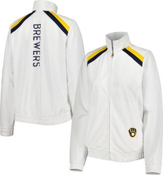 Women's G-iii 4Her by Carl Banks White Milwaukee Brewers Red Flag Full-Zip Track Jacket