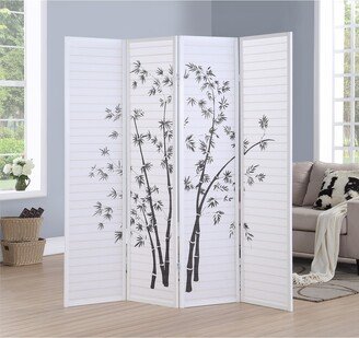 Bamboo Print 4-Panel Framed Room Screen/Divider