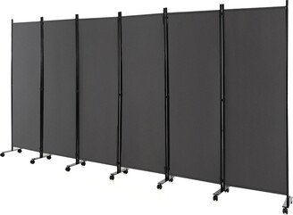 6-Panel Folding Room Divider 6FT Rolling Privacy Screen with