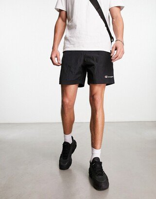 nylon warm up shorts in black