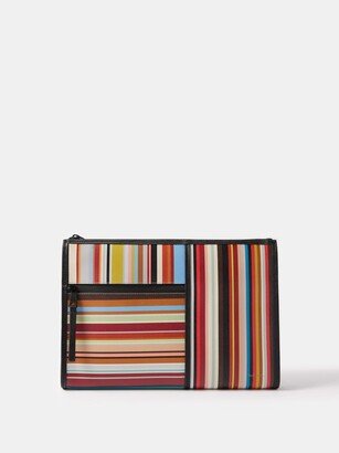 Signature Stripe Leather Pouch