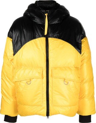 Colour-Block Hooded Puffer Jacket