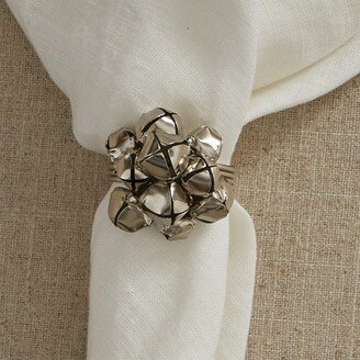 Jingle Bell Cluster Napkin Ring Set of 4 - Silver