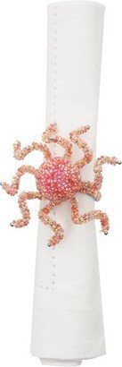 Beaded Coral Octopus Napkin Ring Set of 6