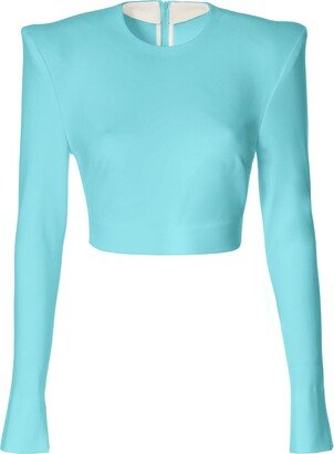 Aggi Zoey Blue Radiance Long Sleeve Crop Top