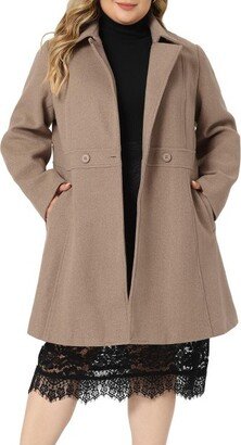 Agnes Orinda Women's Plus Size Notched Lapel Single Breasted Winter Long Pea Coat Brown 2X