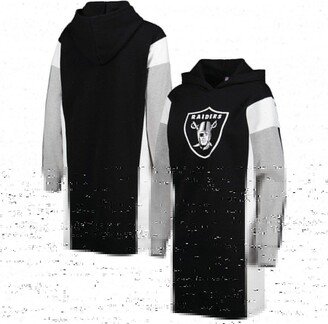 Women's G-iii 4Her by Carl Banks Black Las Vegas Raiders Bootleg Long Sleeve Hoodie T-shirt Dress