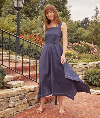 The Coastal Poplin Smocked-Back Maxi Dress - Midnight