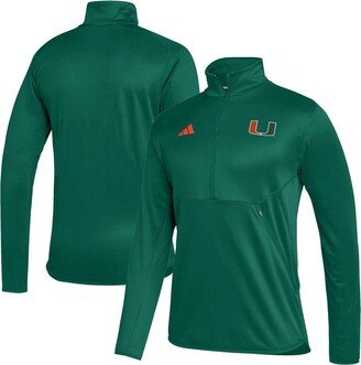 Men's Green Miami Hurricanes 2023 Sideline Aeroready Half-Zip Top