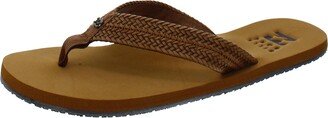 Womens Faux Leather Toe-Post Flip-Flops