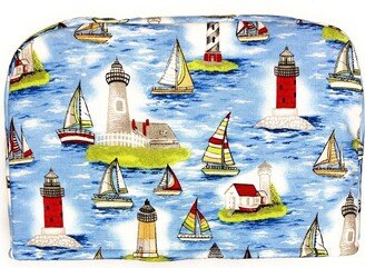4 Slice Lighthouse Sailboat Nautical Gift For Fisherman Beach House Décor Reversible Kitchen Toaster Appliance Dust Cover She Who Sews 698
