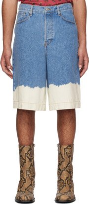 SSENSE Exclusive Blue & White Denim Shorts