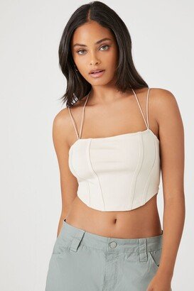 Women's Strappy Bustier Cropped Cami in Birch, XL