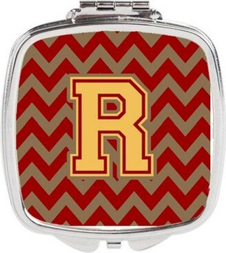 CJ1048-RSCM Letter R Chevron Garnet & Gold Compact Mirror