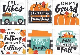 Big Dot of Happiness Happy Fall Truck - Funny Harvest Pumpkin Party Decorations - Drink Coasters - Set of 6-AA