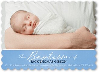 Baptism Invitations: Classic Block Boy Baptism Invitation, Blue, 5X7, Signature Smooth Cardstock, Scallop