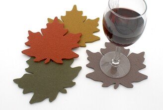 Thanksgiving Merino Wool Felt Coasters Maple Leaf Coaster Set Fall Autumn Decor 5mm Thick