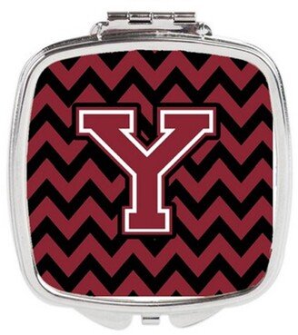 CJ1052-YSCM Letter Y Chevron Garnet & Black Compact Mirror