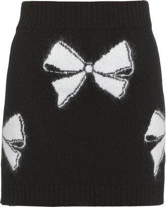 Bow Intarsia Knitted Mini Skirt