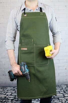 Green Canvas Apron/Café Grill Bbq Barista Chef Garden Dad 3009