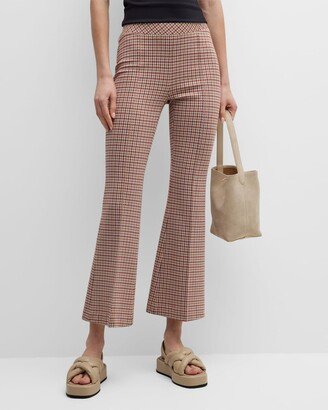 Houndstooth Pull-On Cropped Flare Pants