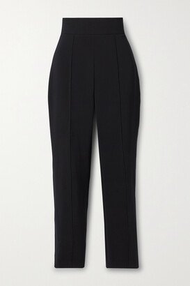 Cropped Stretch-crepe Straight-leg Pants - Black