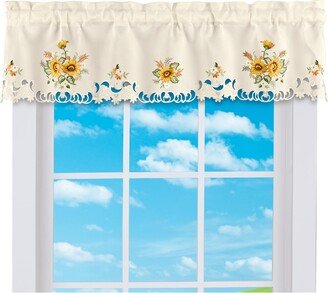 Collections Etc Sunflower Embroidered and Cutwork Valance