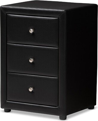 Tessa Faux Leather Upholstered 3 Drawer Nightstand Black