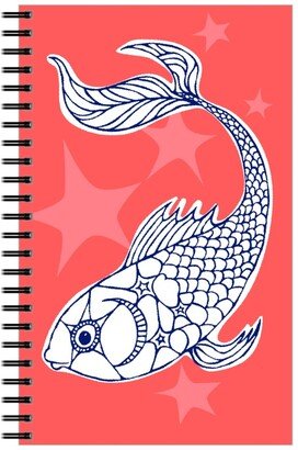 Notebooks: Star Fish Pisces - Red Notebook, 5X8, Red